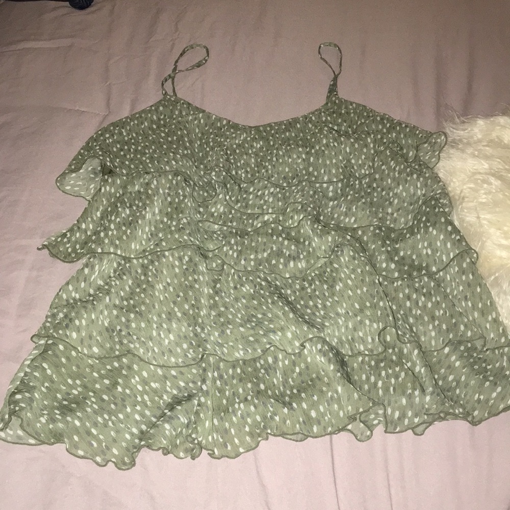 Green and white blouse